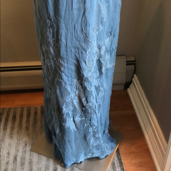 NWOT Free People elegant silky blue maxi dress - Picture 6 of 8